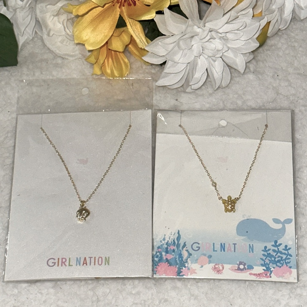 Dolphin and Turtle Bling Necklace for Child NEW